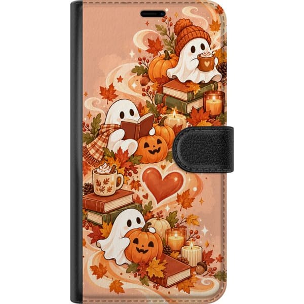 Kompatibelt Lommeboketui til Apple iPhone 15 Spøkelseslesing oransje
