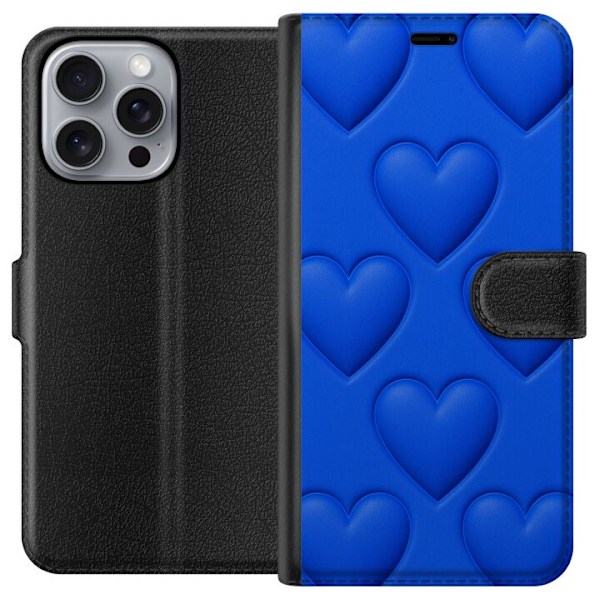 Apple iPhone 16 Pro Max Tegnebogsetui Blå Hjerter