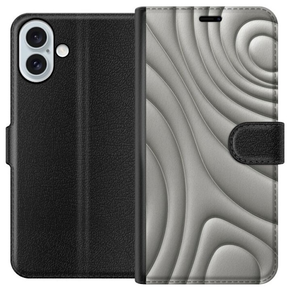 Apple iPhone 16 Plus Lompakkokotelo Hopea-aallot