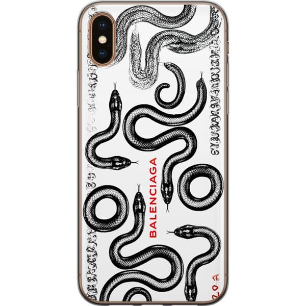 Kompatibelt Mobilskal till Apple iPhone XS Max Svarta ormar på vit bakgrund vit