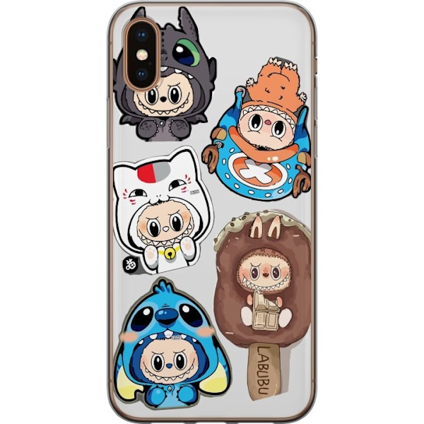 Apple iPhone XS Max Läpinäkyvä kuori Labubu hahmokokoelma - Pop Mart Labubu The Monsters väriluulisessa muotoilussa