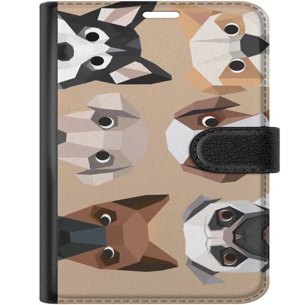 Kompatibelt Lommeboketui til Apple iPhone Duo Beige polygonhunder beige