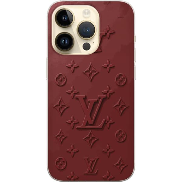 Kompatibelt Mobildeksel til Apple iPhone 14 Pro Luksuriøst Louis Vuitton-inspirert monogram i mørkerøde toner rød