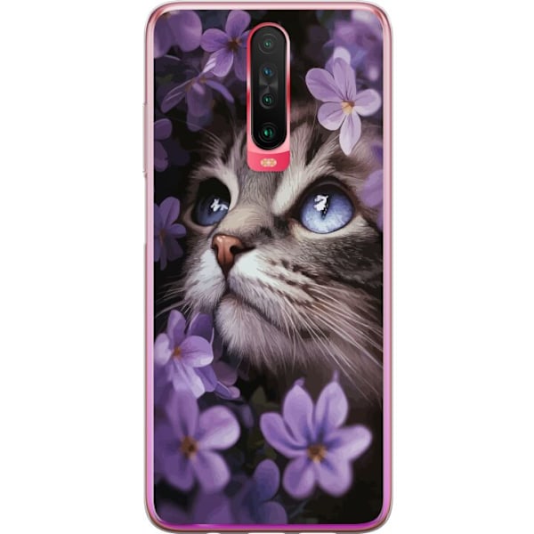 Xiaomi Redmi K30 Gjennomsiktig deksel Katt og blomster