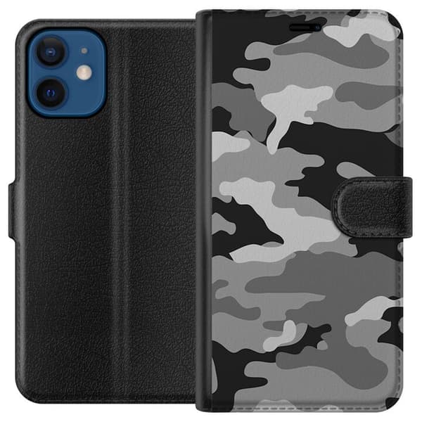 Kompatibel Tegnebogsetui til Apple iPhone 12 mini Militær B/W
