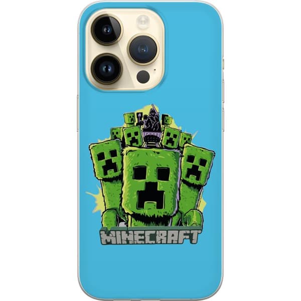 Kompatibelt Mobildeksel til Apple iPhone 14 Pro Minecraft Creeper armégrønn creeper-illustrasjon i tegneseriestil, klassisk Minecraft-tema