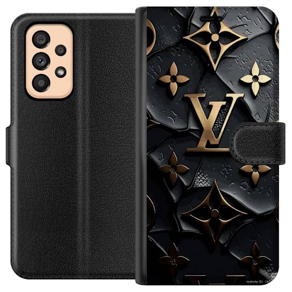 Samsung Galaxy A53 5G Plånboksfodral Louis Vuitton Dark Mode Design Svart Lyx Stil Fashion Populärt Grafiskt Mönster Modeikon Lyxmärke