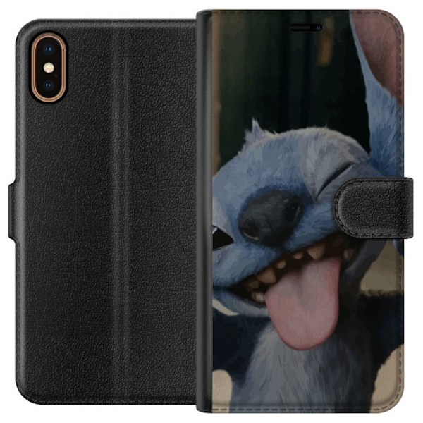 Apple iPhone XS Lompakkokotelo Stitch Söpö Alien - Sininen S
