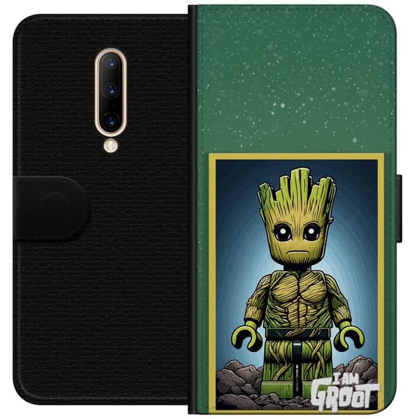Kompatibelt Plånboksfodral till OnePlus 7 Pro Robot med röda ögon grå