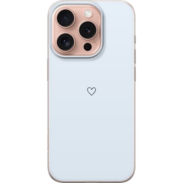 Apple iPhone 16 Pro Läpinäkyvä kuori Sydän Vaaleansininen