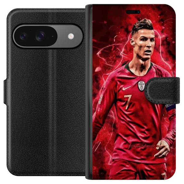 Google Pixel 9 Pro Lompakkokotelo Ronaldon Taidot - CR7 Suunni