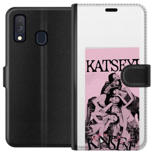Kompatibelt Plånboksfodral till Samsung Galaxy A40 kattöga rosa