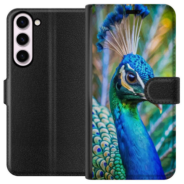 Samsung Galaxy S23+ Lompakkokotelo Pavun Sulat Värikäs Design Lintuaihe Eksoottinen Graafinen Suunnittelu Luonto Ylellinen Koristelu