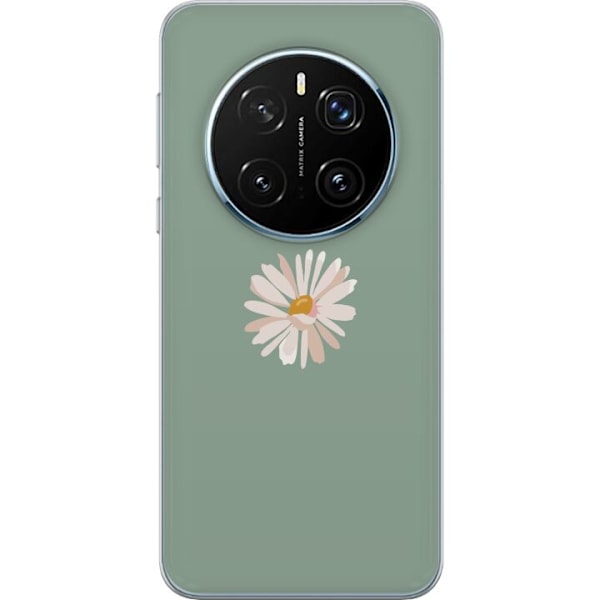 Honor Magic7 Pro Läpinäkyvä kuori Vihreä Minimalikukka - tyylikäs kukka vihreällä taustalla