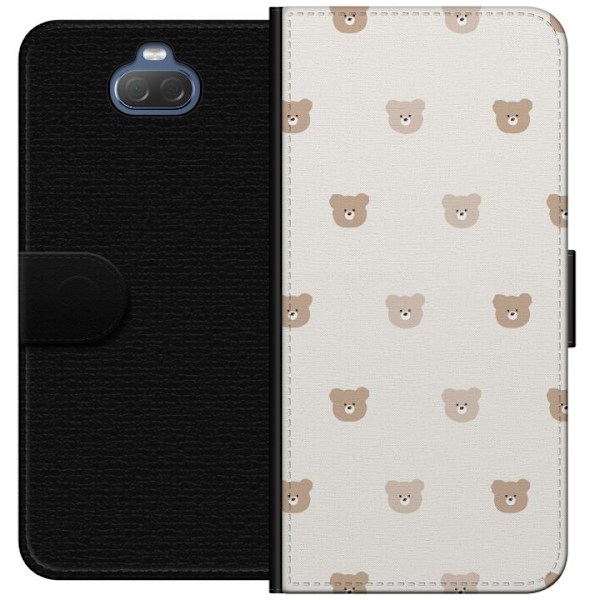 Sony Xperia 10 Lompakkokotelo Teddy-tausta - söpöt teddykarhut pehmeällä taustalla