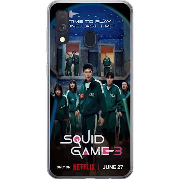 Samsung Galaxy A40 Genomskinligt Skal Squid Game Säsong 3 Seriefigurer Populärt TV Serie Motiv Ikoner Spänning Drama Asiatisk Design Trend