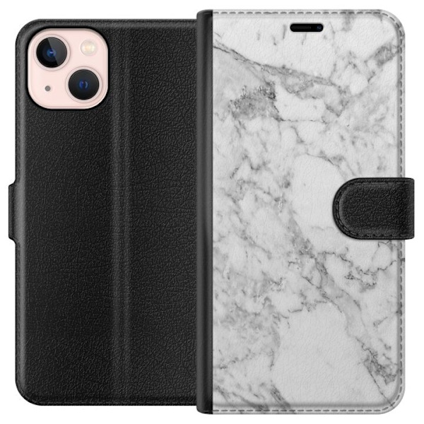 Apple iPhone 13 Lompakkokotelo Marmori Valkoinen