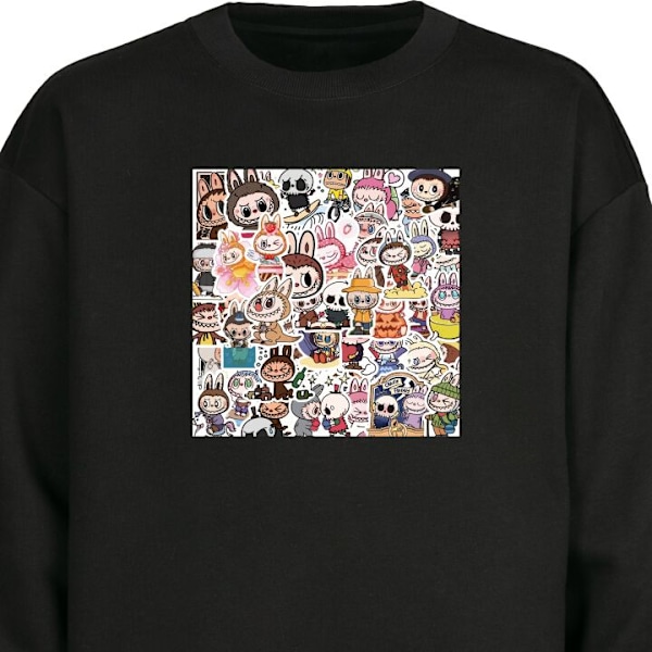 Sweatshirt til Voksne | Klassisk Collegebluse Labubu All-Stars sort XXL