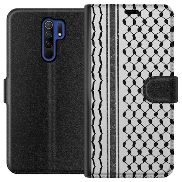 Xiaomi Redmi 9 Lompakkokotelo Palestiinalainen kuvio - perinteiseen tyyliin inspiroima keffiyeh-kangas