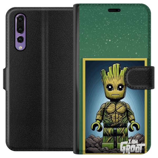 Kompatibelt Lommeboketui til Huawei P20 Pro Robot med röda ögon grå
