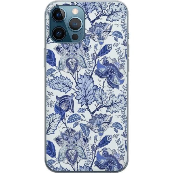Apple iPhone 12 Pro Max Gennemsigtig cover Blomster Blå...