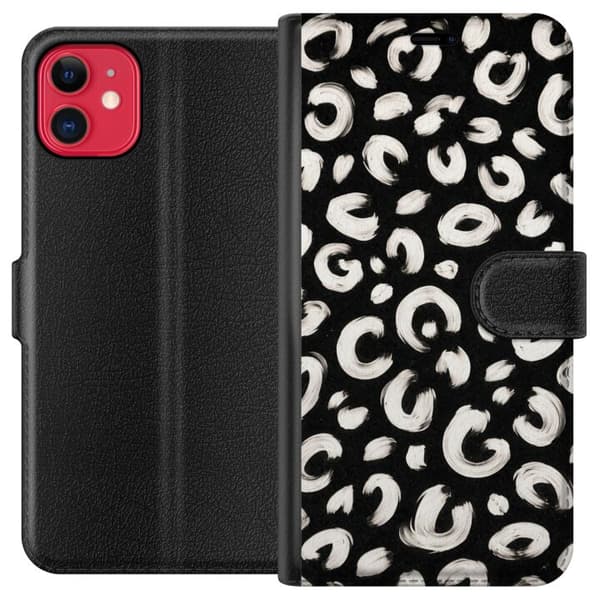 Kompatibel Tegnebogsetui til Apple iPhone 11 Grafisk leopardfornemmelse i sort og hvidt