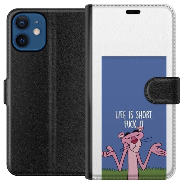 Kompatibelt Plånboksfodral till Apple iPhone 12 Life Is Short citat blå