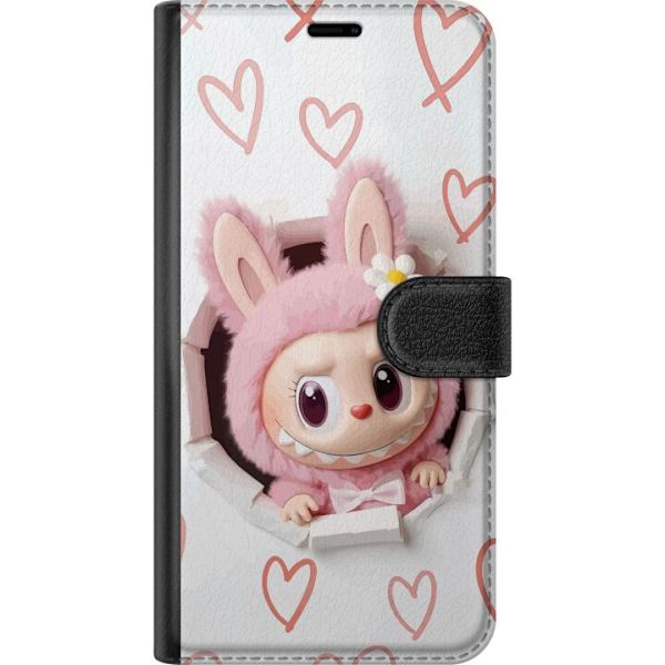 Google Pixel 9a Lompakkokotelo Labubu Sydän Taustakuva Pop Mart Rakkausteema Hahmodesign Suosittu Motiivi Keräilytaideteossarja