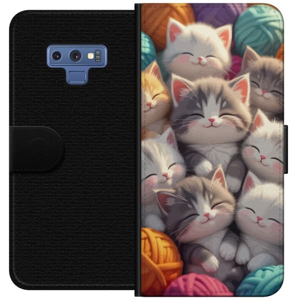 Kompatibelt Plånboksfodral till Samsung Galaxy Note9 Sovande kattungar beige