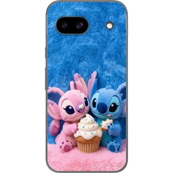 Kompatibel Mobilcover til Google Pixel 8a Søde blå og lyserøde figurer med stor cupcake og krymmel pink