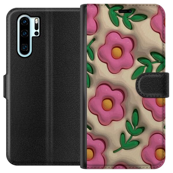 Kompatibel Tegnebogsetui til Huawei P30 Pro Boblende Blomster