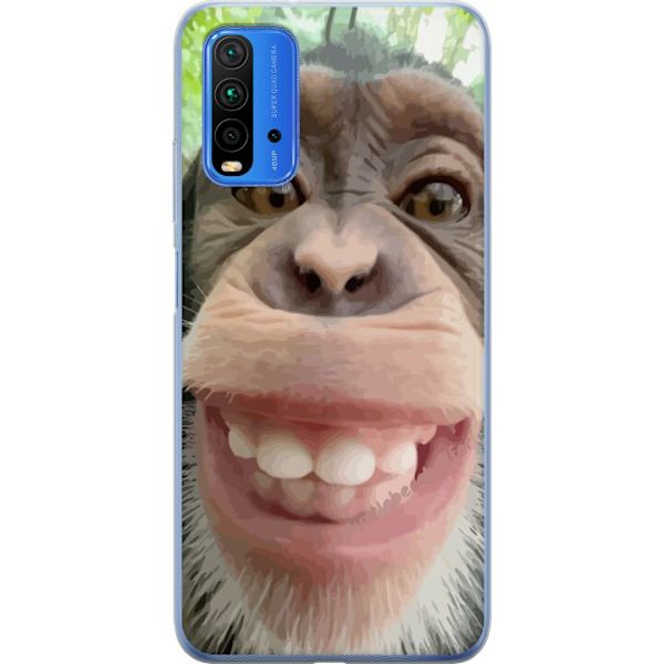 Xiaomi Redmi 9T Genomskinligt Skal Chimp Selfie Rolig Grafisk Design Apa Djurmotiv Trend Roligt Motiv Populärt Urban Art Stil
