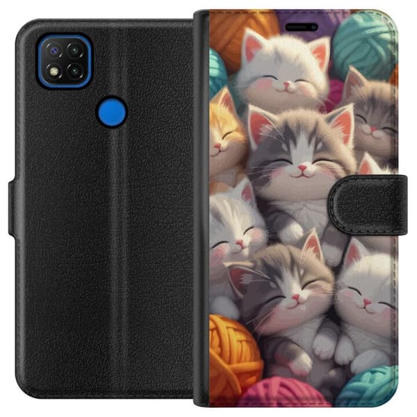 Kompatibel Tegnebogsetui til Xiaomi Redmi 9C Sovande kattungar beige