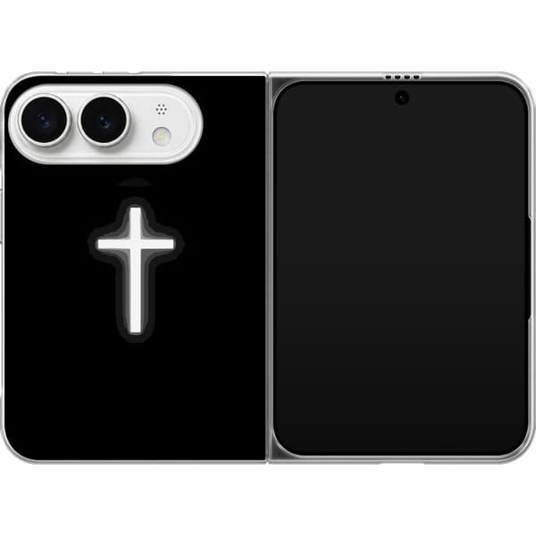 Kompatibel Mobilcover til Apple iPhone Duo Lysande vitt kors sort