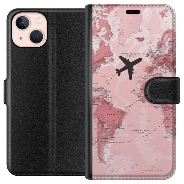 Kompatibel Tegnebogsetui til Apple iPhone 13 Travel Map