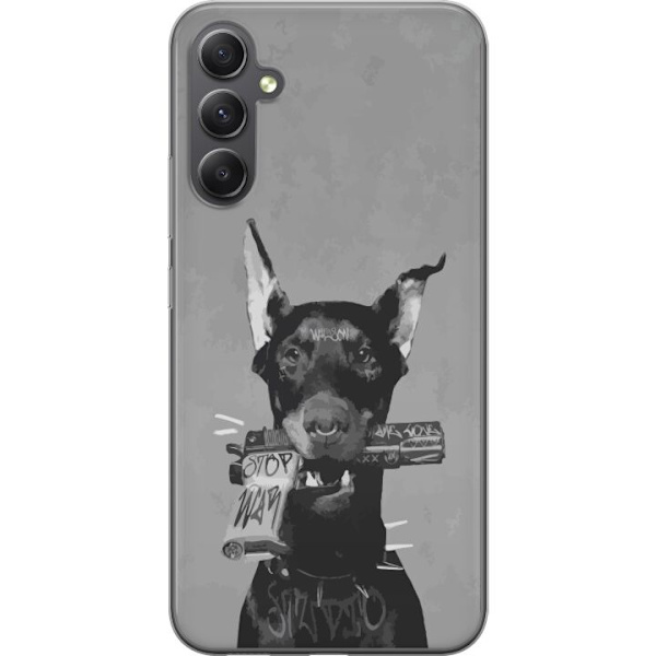 Samsung Galaxy S23 FE Genomskinligt Skal Grå Hund Grafisk Design Tuff Djurmotiv Street Art Urban Trend Hundälskare Stil Populärt Motiv