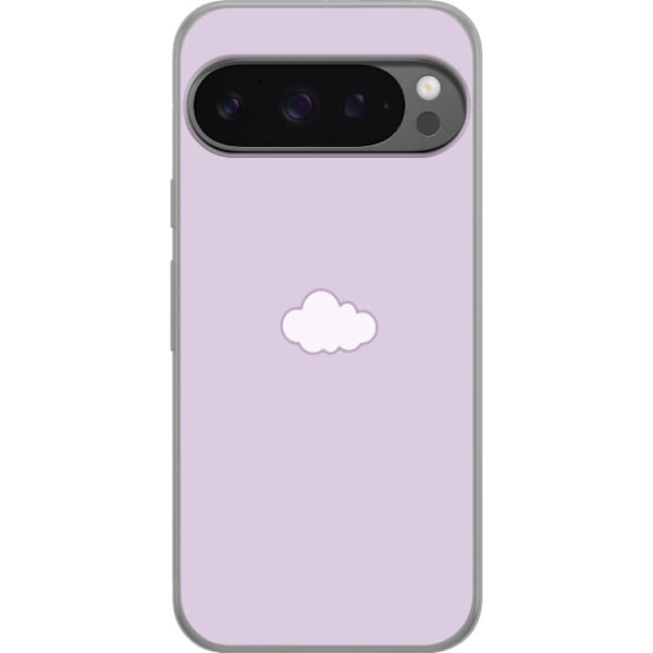 Google Pixel 9 Pro XL Genomskinligt Skal Lila Moln – minimalistiskt moln på lila bakgrund