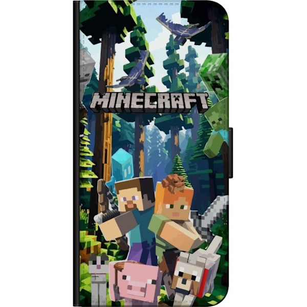 Huawei P smart 2021 Lompakkokotelo Minecraft-matkapuhelinkotelo metsällä ja pikselityylisillä hahmoilla