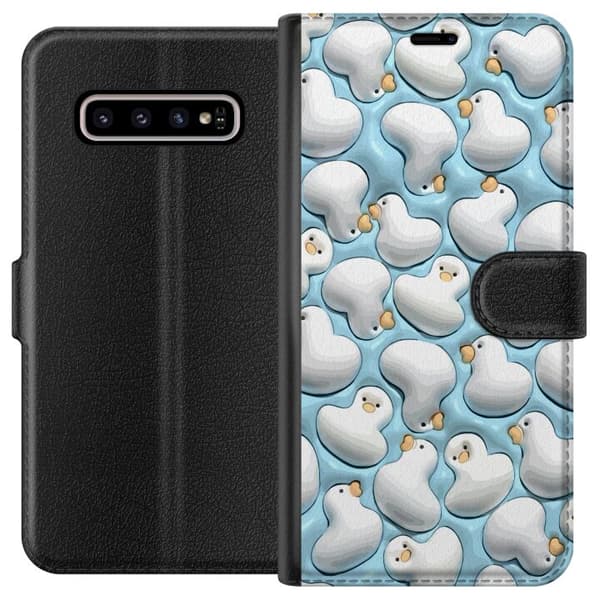 Kompatibelt Lommeboketui til Samsung Galaxy S10+ Bublende Anker Blå