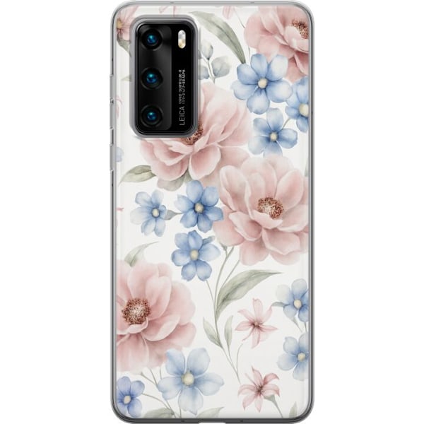 Huawei P40 Genomskinligt Skal Romantiska blommor