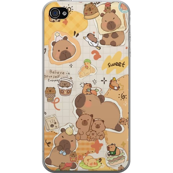 Apple iPhone 4 Läpinäkyvä kuori Kawaii capybara mobilskal med gulliga djurmotiv