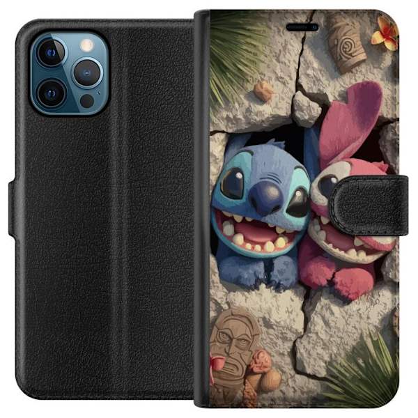 Apple iPhone 12 Pro Max Tegnebogsetui Stitch Angel Lilo & Stitch Motiv Disney Kærlighed Tegneseriekarakter Populær Blå Alien Sjov Disney-film