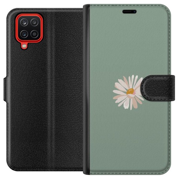 Samsung Galaxy A12 Lompakkokotelo Vihreä Minimalikukka - tyyl