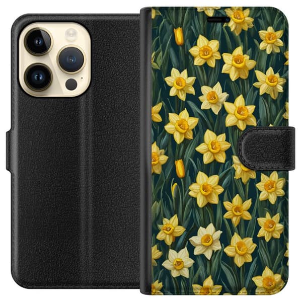 Kompatibelt Plånboksfodral till Apple iPhone 14 Pro Gula påskliljor gul