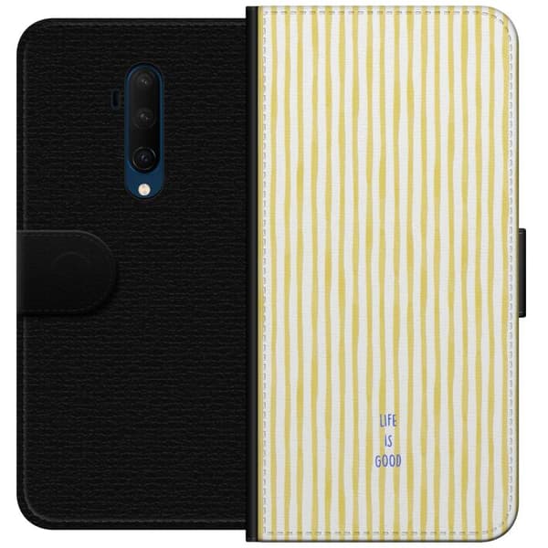 Kompatibel Tegnebogsetui til OnePlus 7T Pro Life Is Good gul