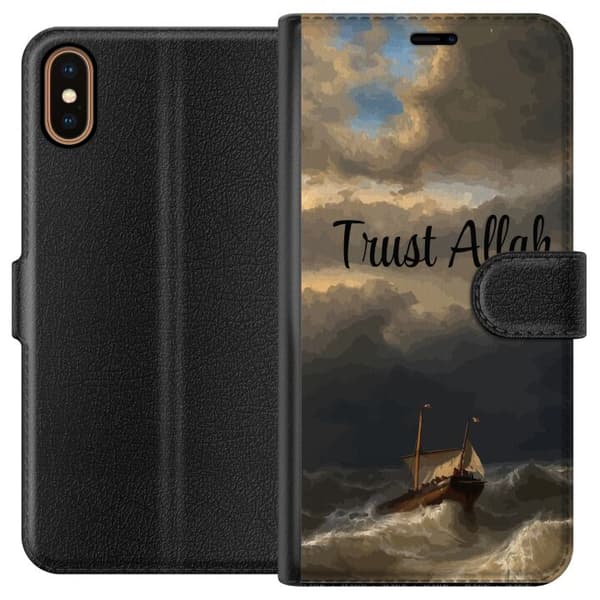 Kompatibel Tegnebogsetui til Apple iPhone XS Trust Allah över stormigt hav brun