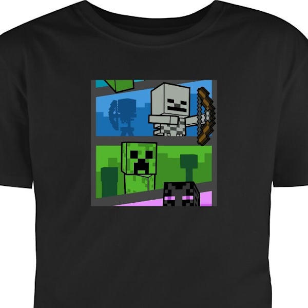 Barn-T-shirt | Bekväm T-shirt för Barn Minecraft svart 9-11 År