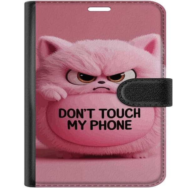 Kompatibel Tegnebogsetui til Apple iPhone Duo Vred lyserød kat med tekst - kattemotiv i lyserøde nuancer pink