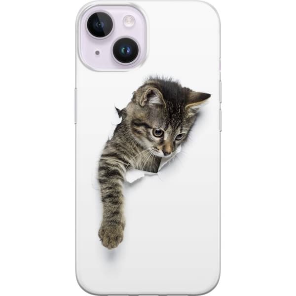 Kompatibelt Mobildeksel til Apple iPhone 14 Nysgjerrig Kattunge