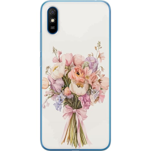Xiaomi Redmi 9A Genomskinligt Skal Mobilskal med färgglad blombukett i romantisk stil